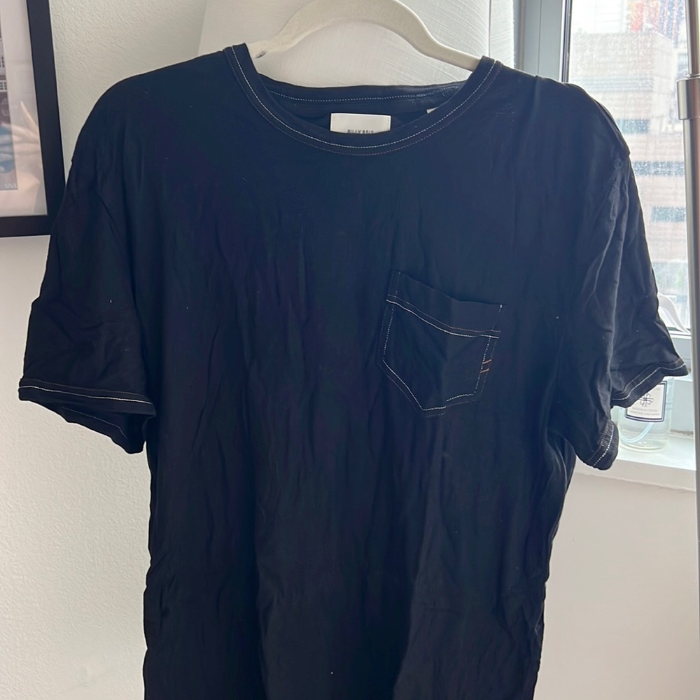 Billy reid contrast stitch ringer tee shirt, black